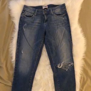 Paige dark denim destroyed jeans